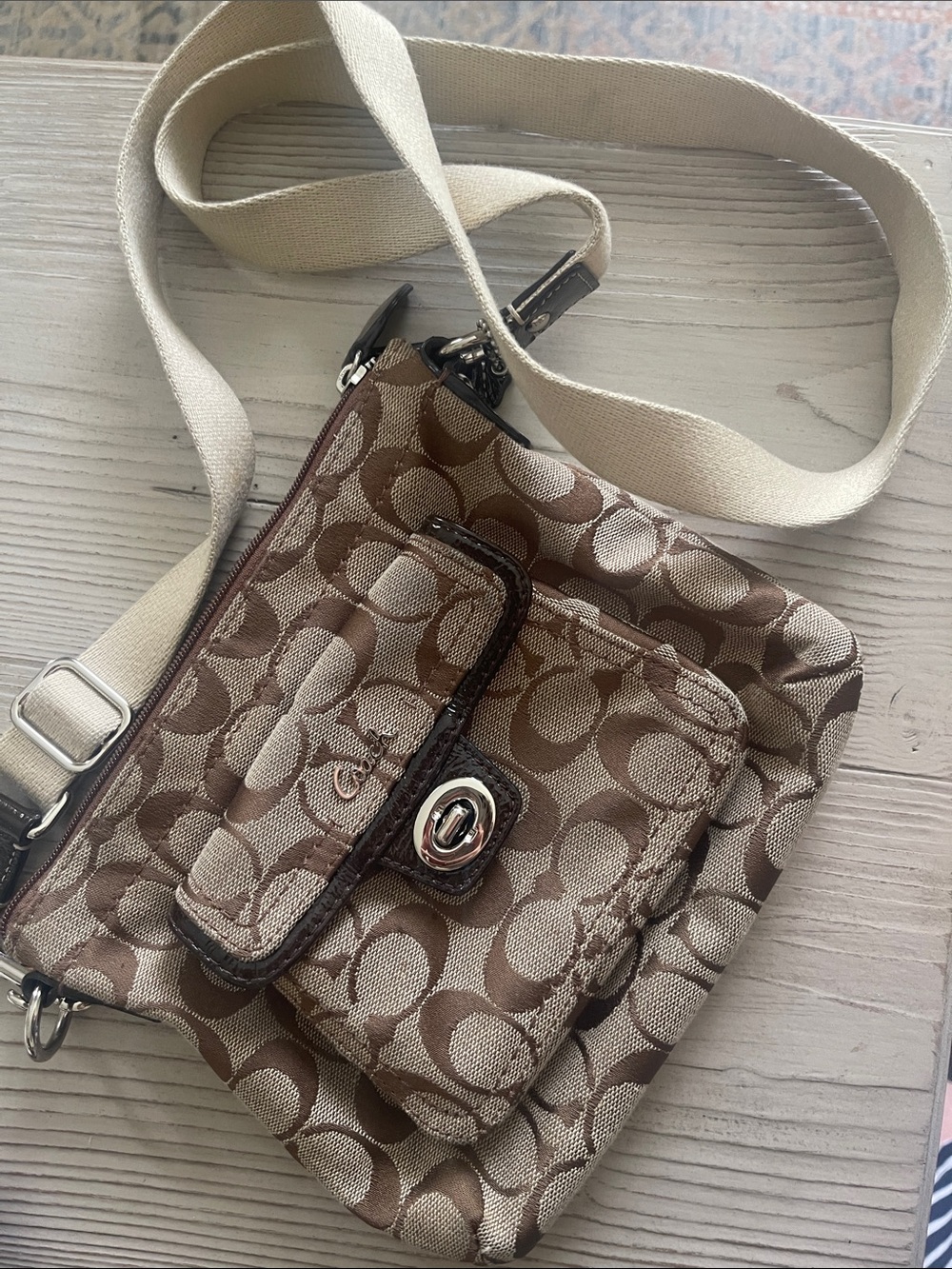 Canvas Crossbody Bag in Tan